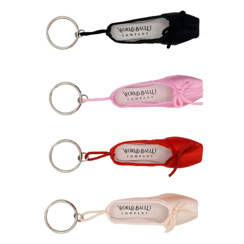 Ballet Pointe Shoe Keyring 2Inch Miniature in Red, Pink, Black