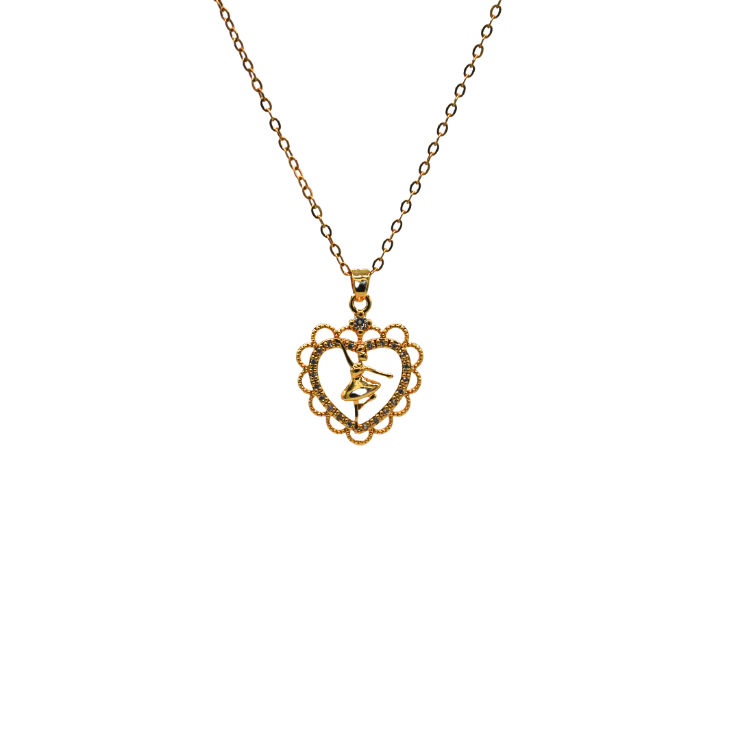Heart-Shaped Ballerina Pendant Necklace