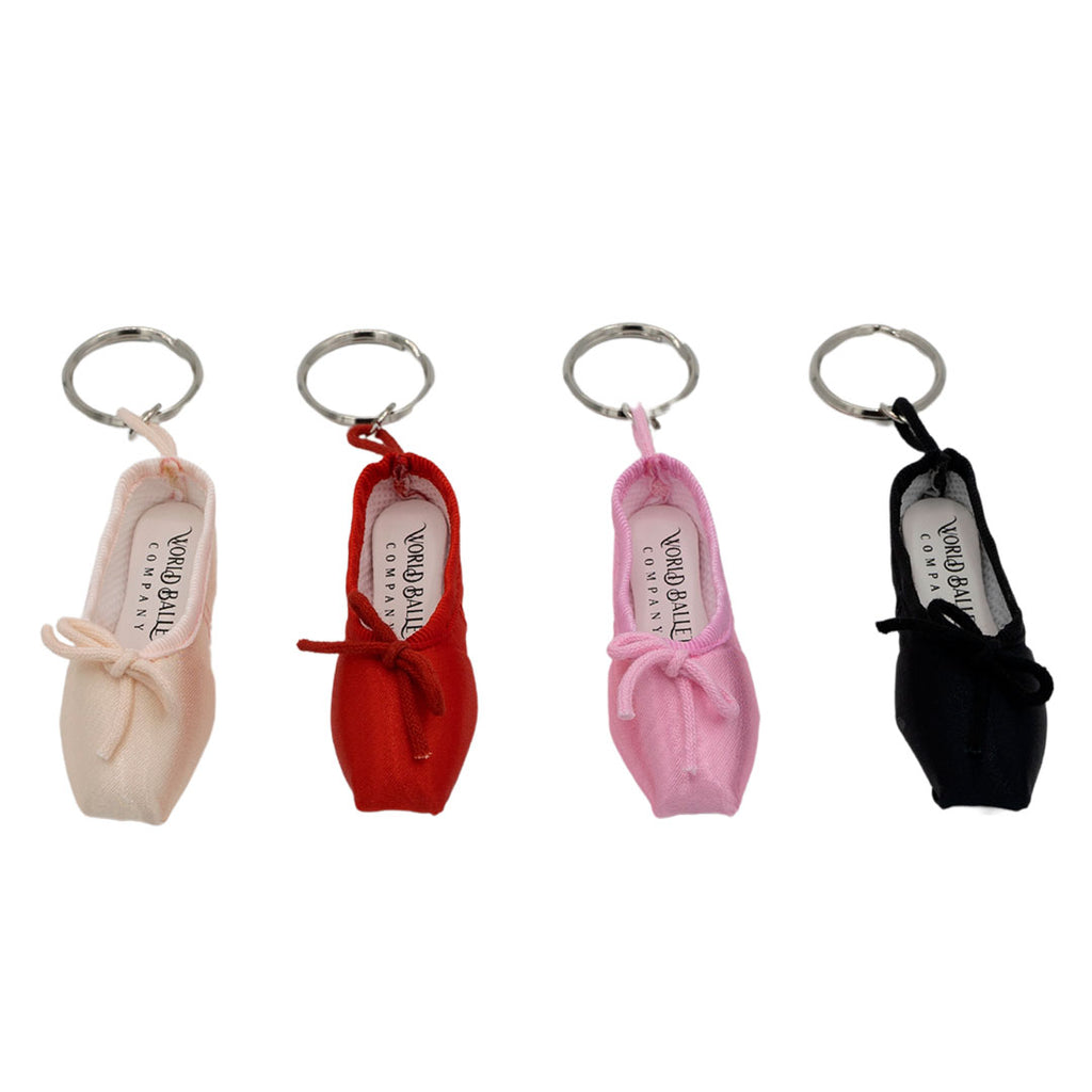 Ballet Pointe Shoe Keyring 2Inch Miniature in Red, Pink, Black